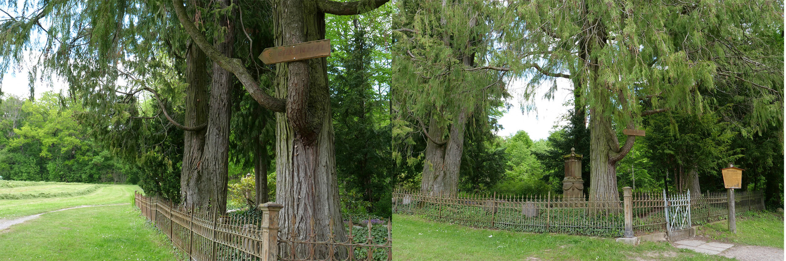 Sign pointing to the Kameraden-Gedenkstein  “Ehrenmal” next to the Solitude Cemetary. Photos: Angela Anderson (2021)